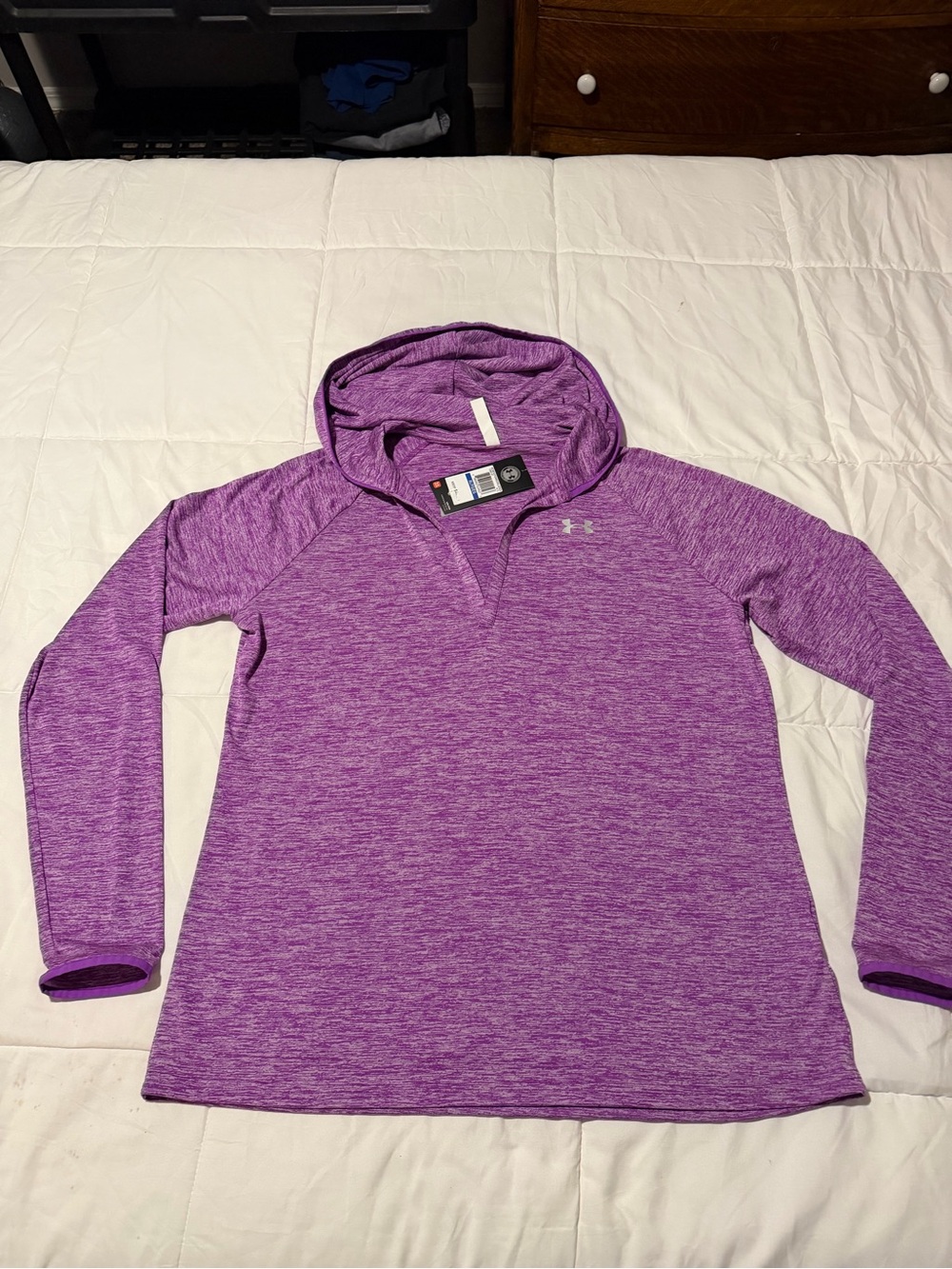 Under Armour Heathered Purple Hooded Performance Pullover lightweight no
